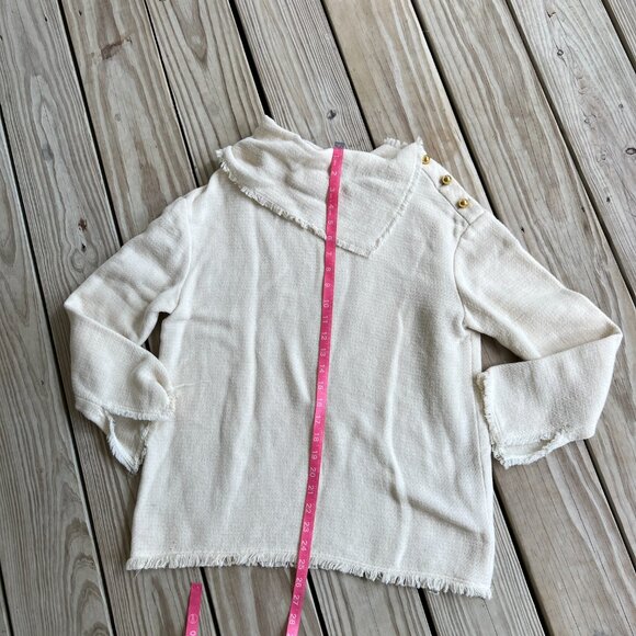 By Malene Birger sweater ivory cream gold buttons cowl neck EU32 - Picture 3 of 9